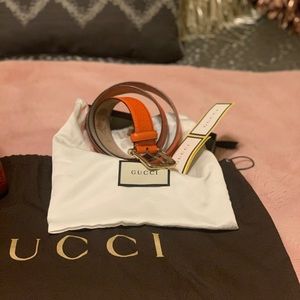 100% Authentic Gucci Orange Leather Belt Size 90